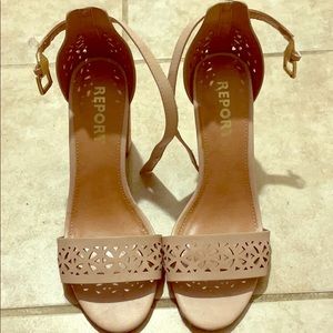 Nude laser cut heels